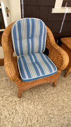 Cape Charles Armchair  Wicker Rattan 29.5wX34hX31d Vintage Pier 1 Great Clean Cushions Only Indoor Like New