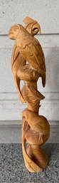 Vintage Carved Wood Parrot Statue