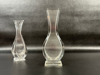 A Distinctive Pair Of Luxury Crystal Vases Made In France By Baccarat, Lotus Pattern