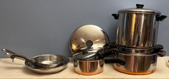 Twelve Piece Set Of Pots & Pans With Lids - All Clad & Revere (pre - Owned)