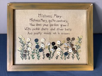 'Mistress Mary' Framed Needlepoint