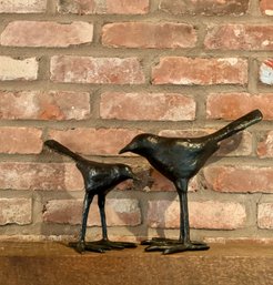 Metal Bird Statuary Pair
