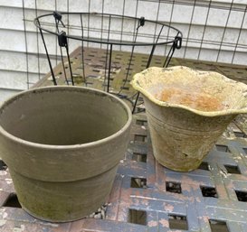 Trio Of Plant Pots - Ceramic, Terra Cotta & Metal