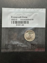 2003-D Uncirculated Roosevelt Dime In Littleton Package