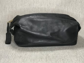 Rare Vintage Black Leather COACH Cosmetic / Shaving / Dopp Kit - Original Coach Hang Tag - This Is 70s  80s