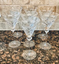 Set Of 7 Tall Timeless  Crystal Wine Glasses