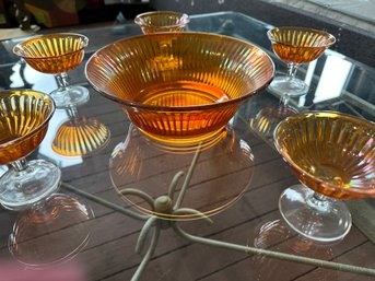 6 Pc. Carnival Glass  Marigold Berry Bowl Set