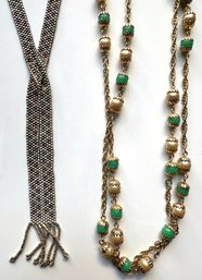 Woven Beads Slip Chain Necklace &  Vintage Beaded Necklace