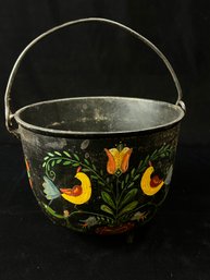 Floral Painted Cast Iron Bean Pot