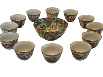 Chinese Famille Rose Cups And Bowl