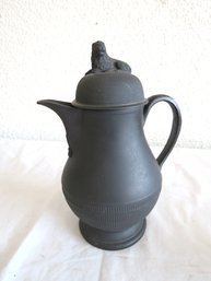 Antique Black Basalt Coffeepot With Lion Top