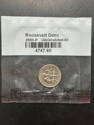 2000-P Uncirculated Roosevelt Dime In Littleton Package