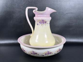 A Charming Antique/Vintage Pitcher & Wash Basin