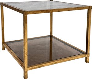 A Vintage Side Table Of Smoked Glass And Brass