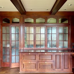 Hand Blown Textured Glass Windows And French Doors - Primary Office