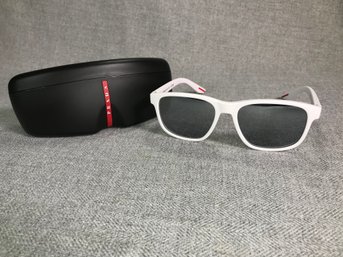 Brand New $389 Unisex PRADA Linea Rossa Sunglasses - Made In Italy - Matte White Frames With Case - Never Worn