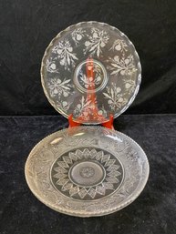 2 Piece Vintage Glass Serving Plate Dish Collection