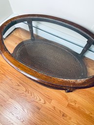 Canned Glass Top Round Coffee Table