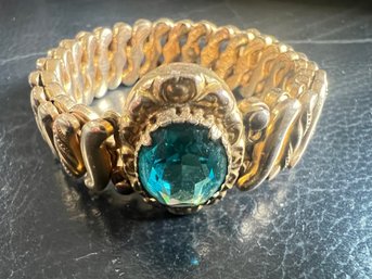 Small Victorian Style Child's Bracelet With Faceted Aquamarine Stone