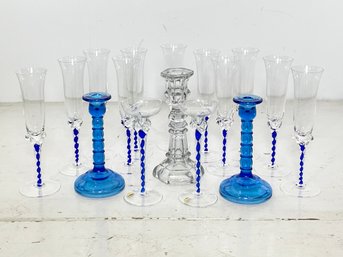 A Set Of 11 Czech Bohemian Glassworks Crystal Champagne Flutes And More Fine Glassware