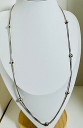 ITALIAN STERLING SILVER STATIONS NECKLACE WITH STERLING SILVER BEADS