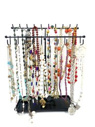 Jewelry Necklace Rack & Contents