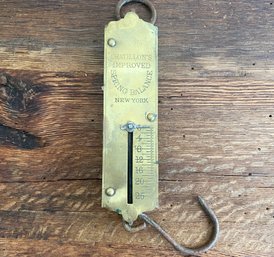 Antique Chatillon's Brass 'Improved' Spring Balance Scale