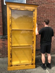 BAKER FURNITURE - Client Paid $3,800 Spectacular 7-1/2 Foot Tall Chinoiserie Display Cabinet With Baker Key