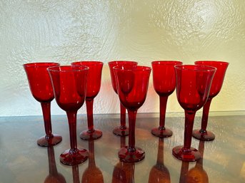 Handblown Red Glass Stemware, 8 Pcs. (1 Of 3)
