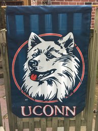 Vintage UCONN University Of Connecticut 'jonathan' Husky Mascot Flag
