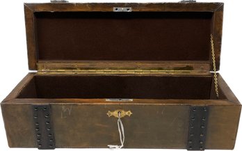 Vintage Treasure Chest Storage Box With Original Key