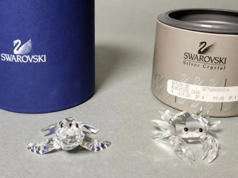 Swarovski Crystal Baby Sea Lion & Miniature Crab With Original Boxes