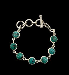 Vintage Sterling Silver And Turquoise Stone Bracelet