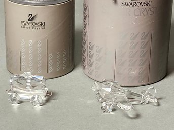 Swarovski Crystal Train Car & Prop Plane With Original Boxes