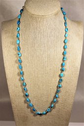 Genuine Turquoise Beaded Necklace 20' Long