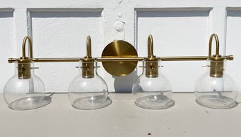 A Fine Quality Brass And Glass Over Vanity Fixture