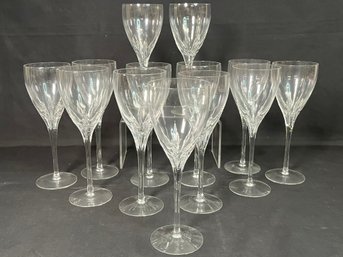 Set Of 13 Crystal Wine Glasses - Cut Vertical Lines, No Trim  8.75' Tall