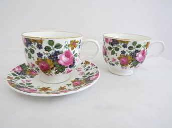 3 Pieces Of Fine Bone China From Sadler's Olde Chintz Wellington Collection