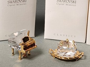 Swarovski Crystal 'Memories Piano' & 'Birthday Cake' With Original Boxes