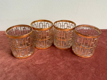 Set Of Four Imperial Glass Shoji Trellis 22K Rocks (2 Of 2)