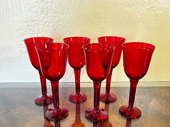 Handblown Red Glass Stemware, 6 Pcs. (3 Of 3)