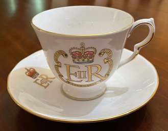 Queen Elizabeth II Jubilee Porcelain Cup & Saucer 1977