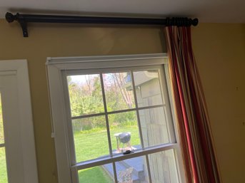 Multi-color Broad Stripe Window Treatments With Rods & Hardware