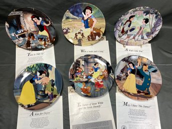 Lot 1: 6 Knowles China Co. Walt Disney Snow White Seven Dwarfs Porcelain Collector's Plates Cert. Authenticity