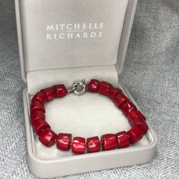 Fantastic Chunky Red Coral Bracelet With Sterling Clasp - $295 Retail Price - Natural Shaped Red Coral Beads