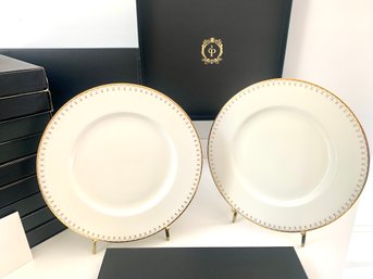 Set 10 Prouna Princess Gold Bone China Dinner Plates With Swarovski Crystals New In Box