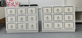 Pair Of Designer Dorothy Draper Style Three Shelf Chests ***Separate Pick-Up Location Sat. Aug. 10