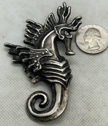 Stunning 1930s TAXCO MEXICO STERLING SILVER SEAHORSE BROOCH