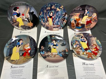 Lot 2: 6 Knowles China Co. Walt Disney Snow White Seven Dwarfs Porcelain Collector's Plates Cert. Authenticity