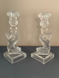 Glass Koi Fish Candlestick Holders